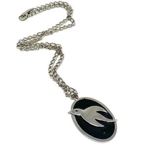 Mid Century Bird Necklace - Vintage Dove Sparrow
